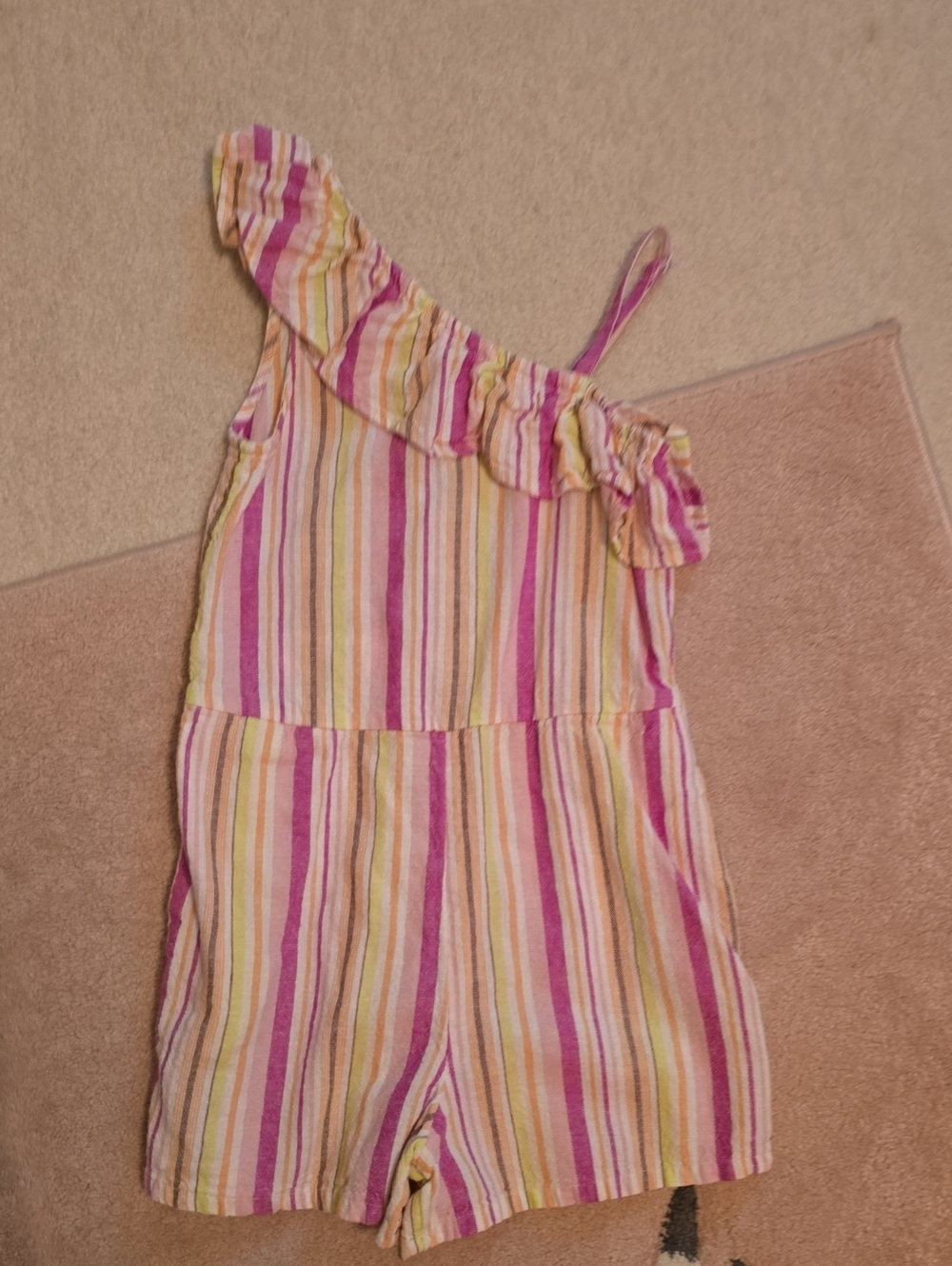 Old Navy Girls' Pink Stripe One-Shoulder Romper